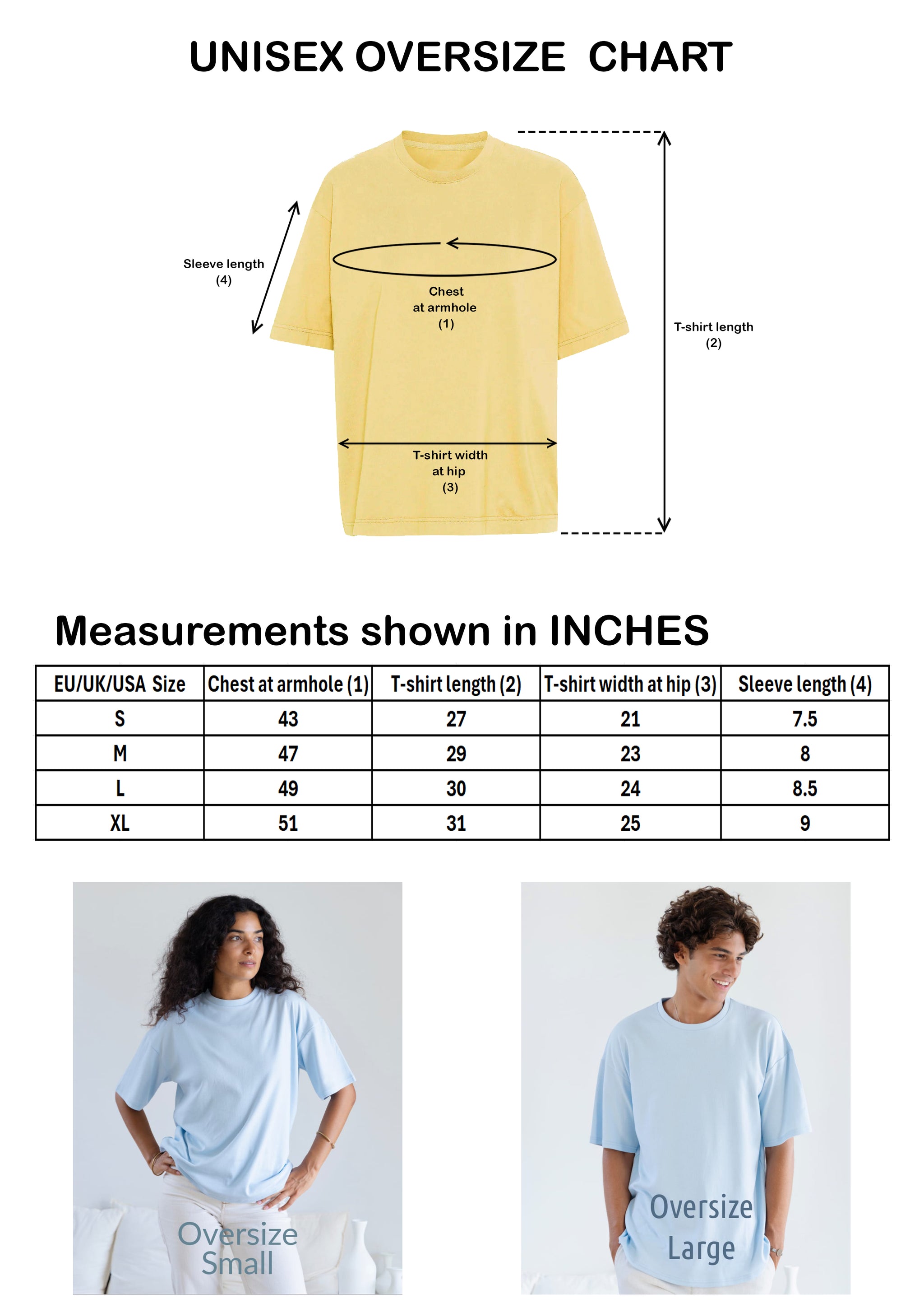 Crop oversize chart – Daydream Clothing